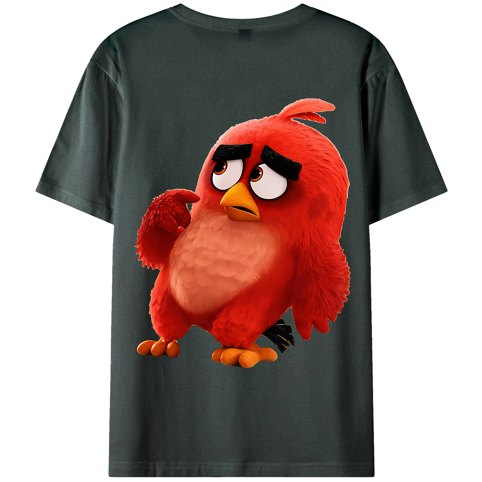 （画像用） Angry Birds アングリーバード 綿100％ メンズ半袖Tシャツ（バックプリント） 通気性